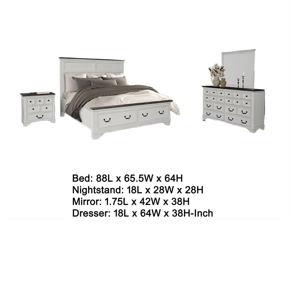 Hamps 5pc Queen Bedroom Set with 2 Nightstands | White and Dark Brown BM333597