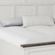 Hamps Queen Size Bed | 2 Drawers | White and Dark Brown Solid Wood