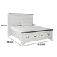 Hamps Queen Size Bed | 2 Drawers | White and Dark Brown Solid Wood