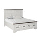 Hamps Queen Size Bed | 2 Drawers | White and Dark Brown Solid Wood