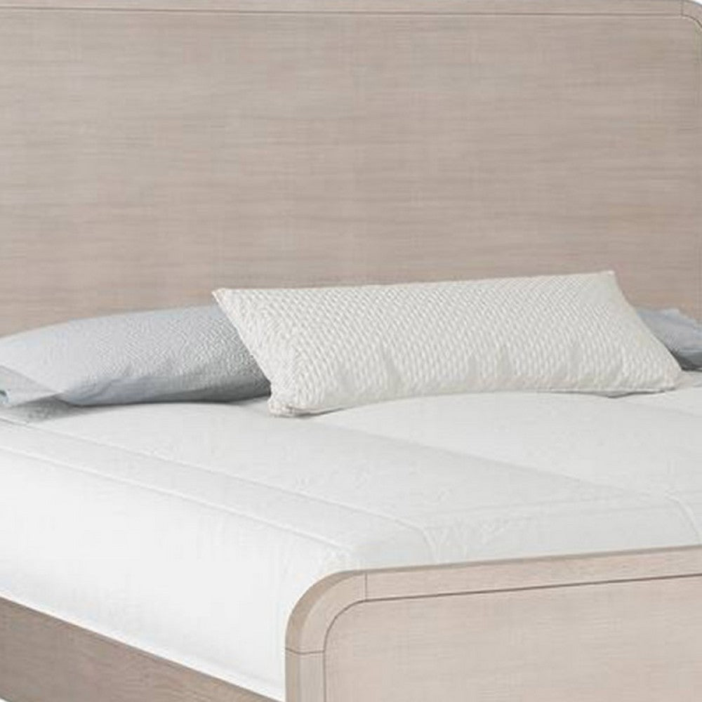 Giva King Bed | Rounded Edges | Natural Oak Beige Solid Rubberwood