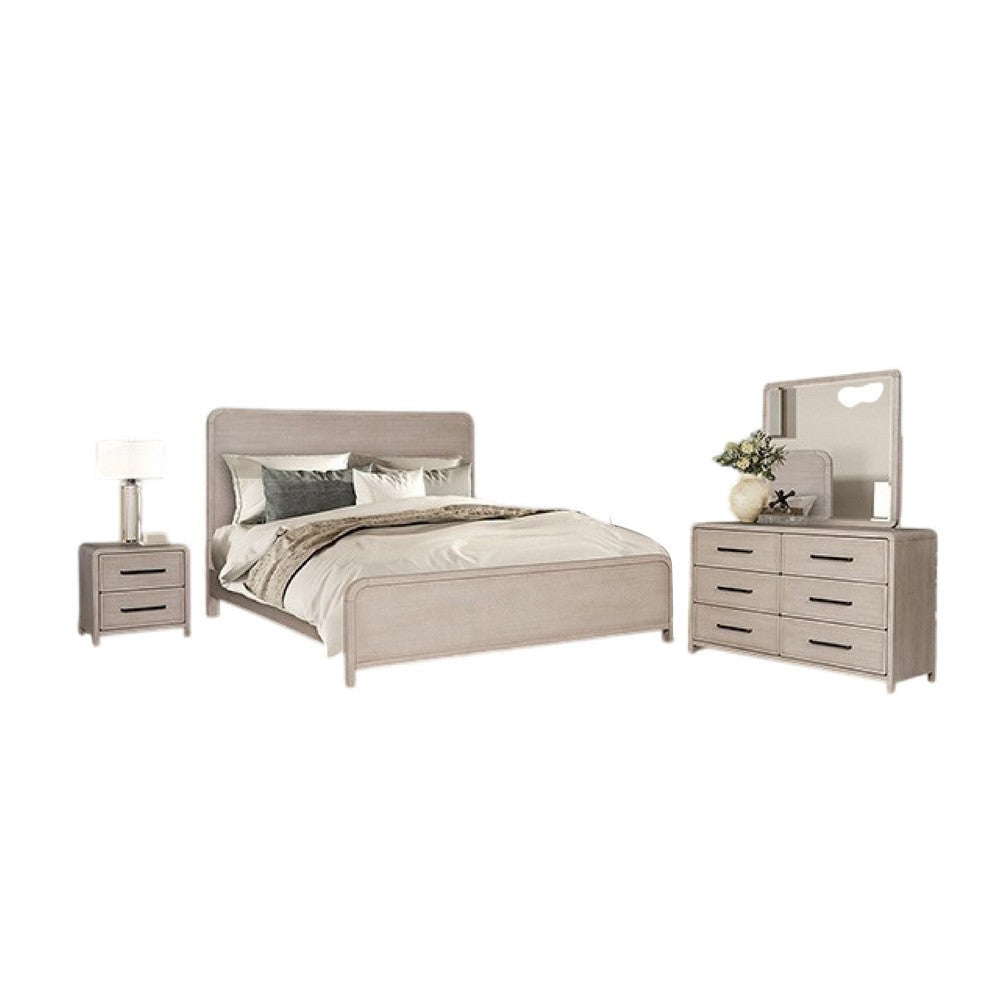 Giva 4pc Queen Bedroom Set | Nightstand Dresser | Natural Oak Beige