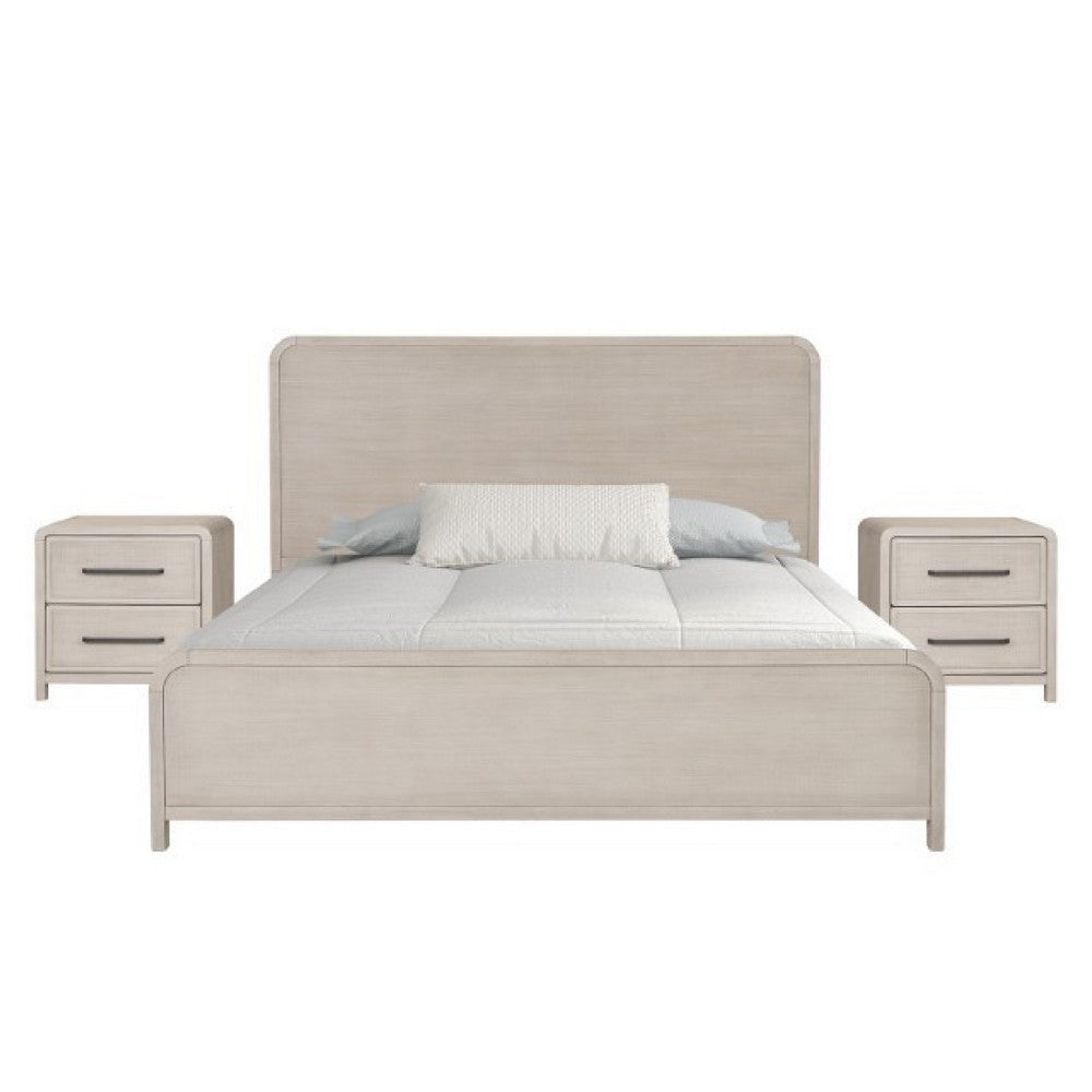 Giva 5pc Queen Bedroom Set | 2 Nightstands | Mirror Natural Oak Beige