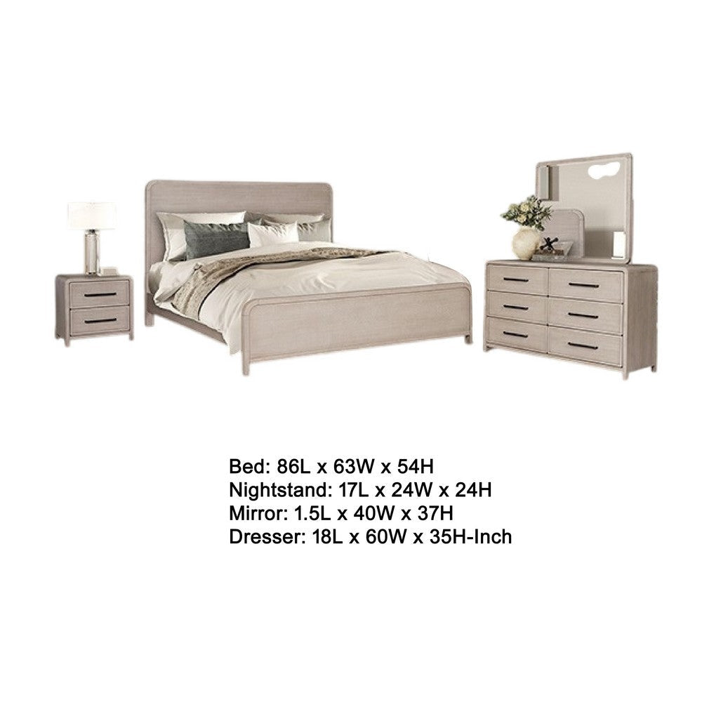 Giva 5pc Queen Bedroom Set | 2 Nightstands | Mirror Natural Oak Beige BM333602