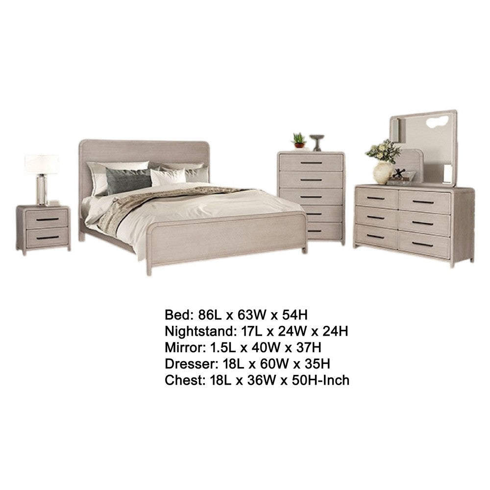 Giva 5pc Queen Bedroom Set | Nightstand | Chest | Natural Oak Beige BM333603