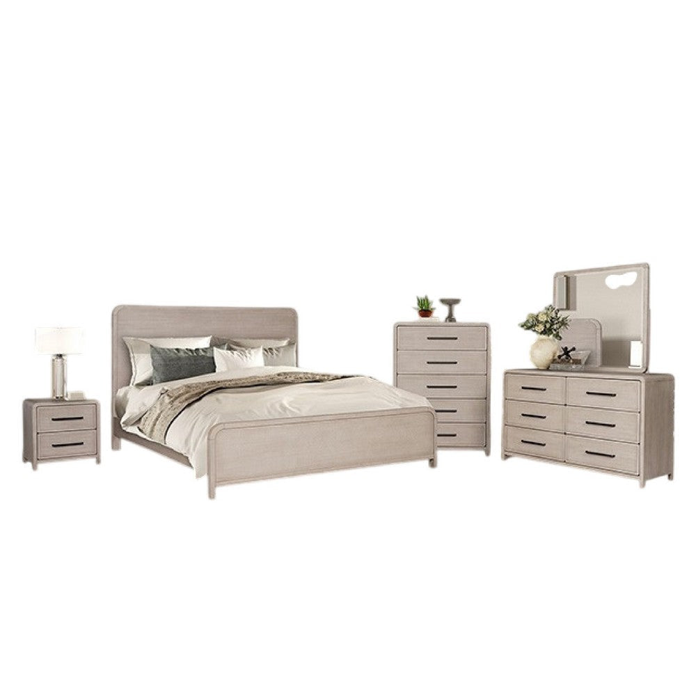 Giva 5pc Queen Bedroom Set | Nightstand | Chest | Natural Oak Beige