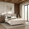 Giva Queen Bed | Rounded Edges | Natural Oak Beige | Solid Rubberwood