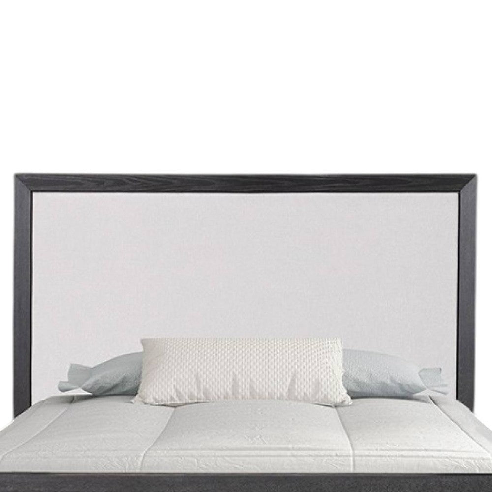 Kizie King Size Bed | Modern Upholstered Black and White Solid Wood