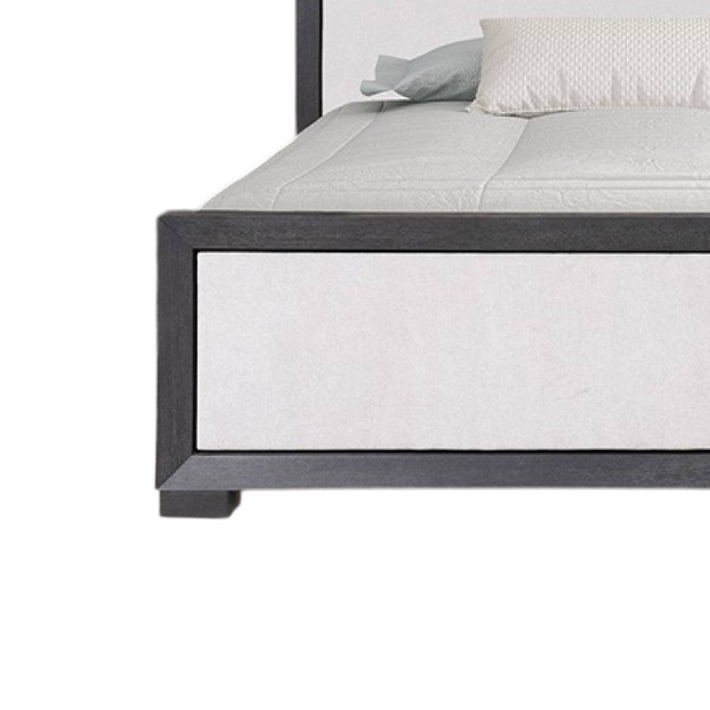 Kizie King Size Bed | Modern Upholstered Black and White Solid Wood