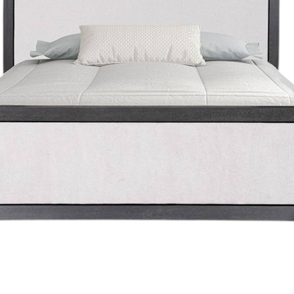 Kizie King Size Bed | Modern Upholstered Black and White Solid Wood