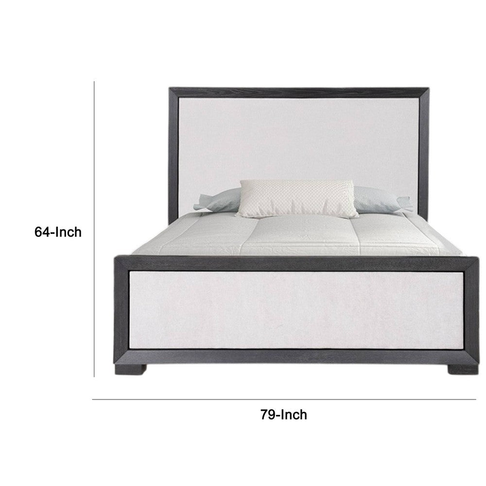 Kizie King Size Bed | Modern Upholstered Black and White Solid Wood
