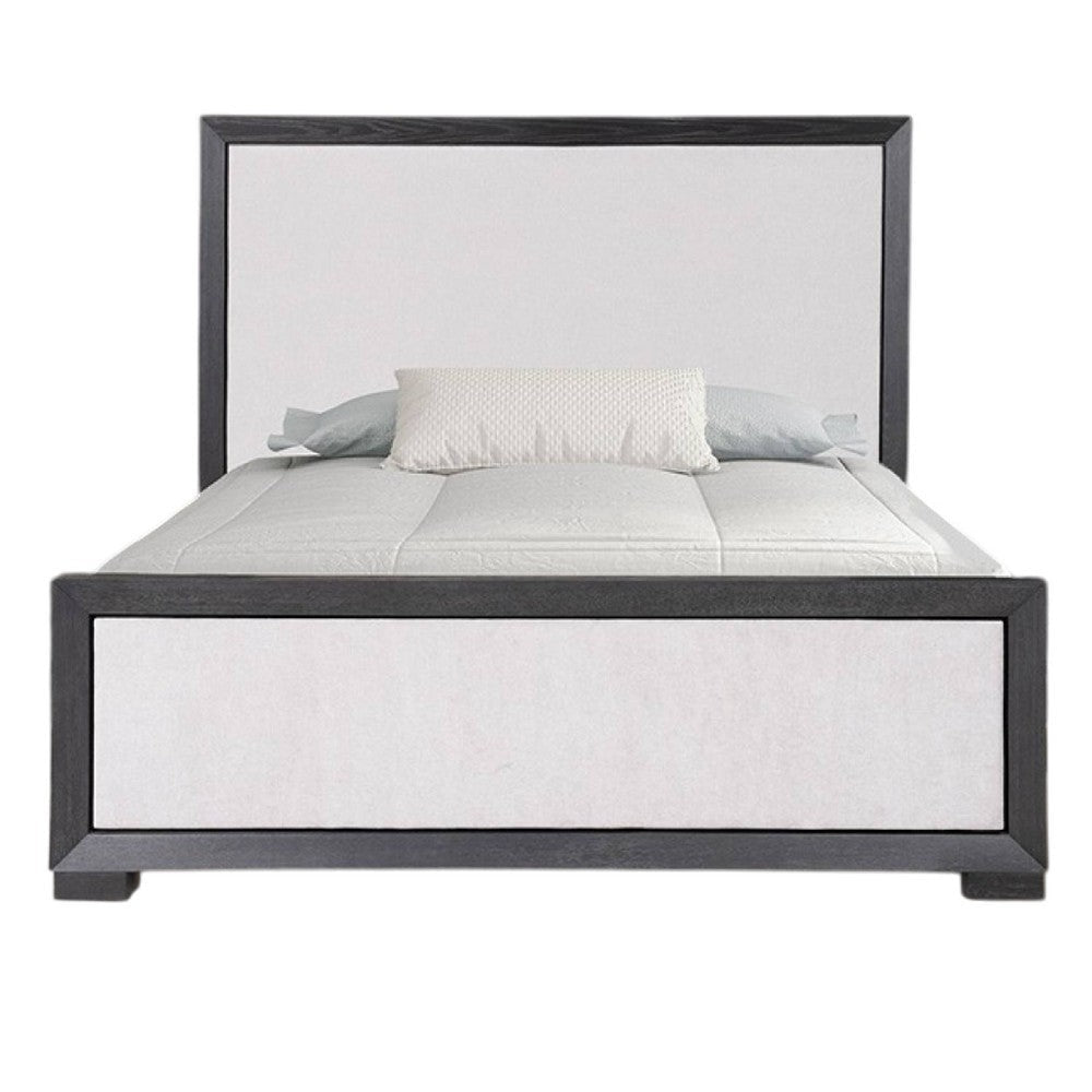 Kizie King Size Bed | Modern Upholstered Black and White Solid Wood