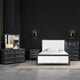 Kizie 4pc Queen Bedroom Set | Beveled Mirror | Nightstand Black White