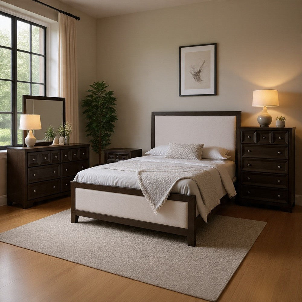 Kizie 5pc Queen Bedroom Set | Dresser Chest | Nightstand | Black White