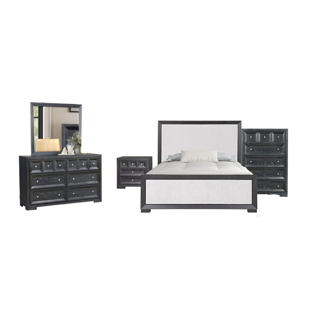 Kizie 5pc Queen Bedroom Set | Dresser Chest | Nightstand | Black White