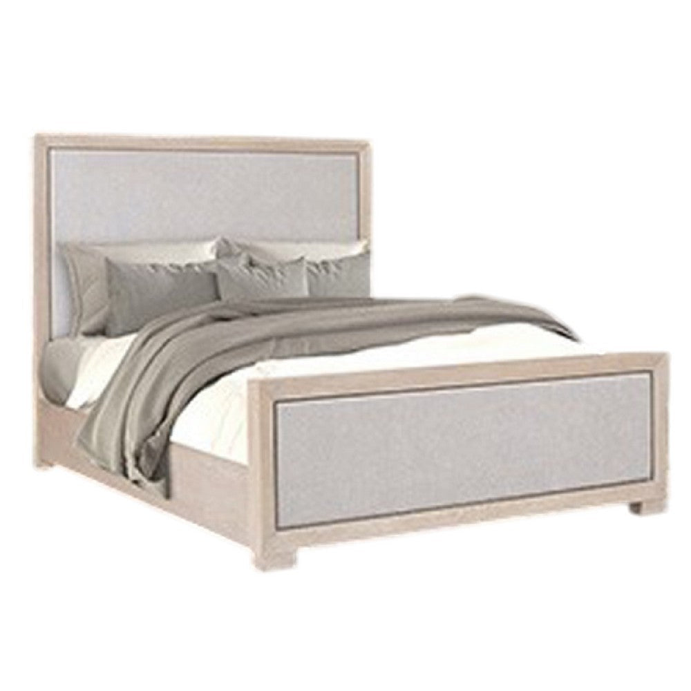 Kizie King Size Bed | Modern Upholstered Tawny Brown Gray Solid Wood