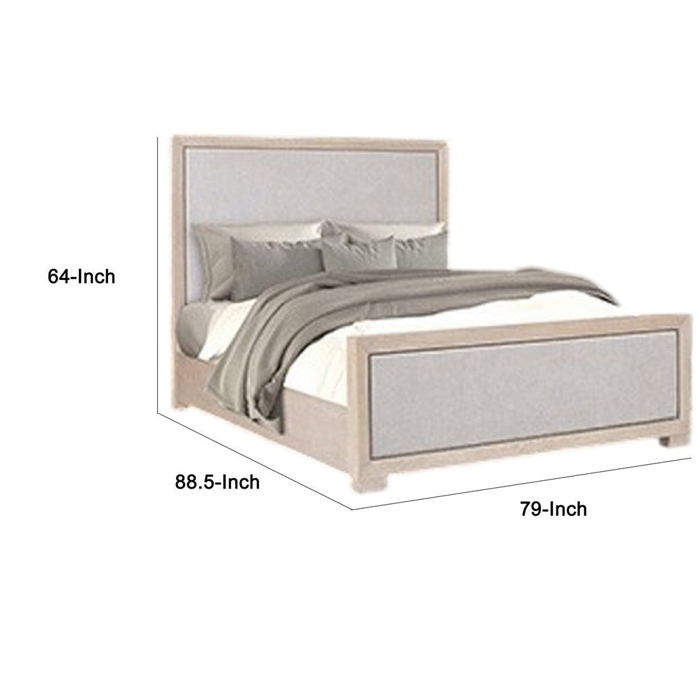 Kizie King Size Bed | Modern Upholstered Tawny Brown Gray Solid Wood