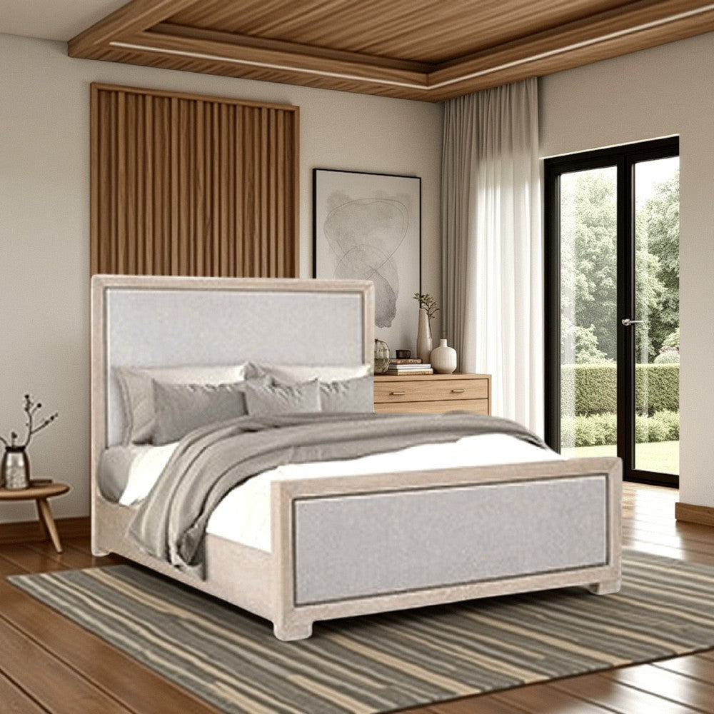 Kizie King Size Bed | Modern Upholstered Tawny Brown Gray Solid Wood