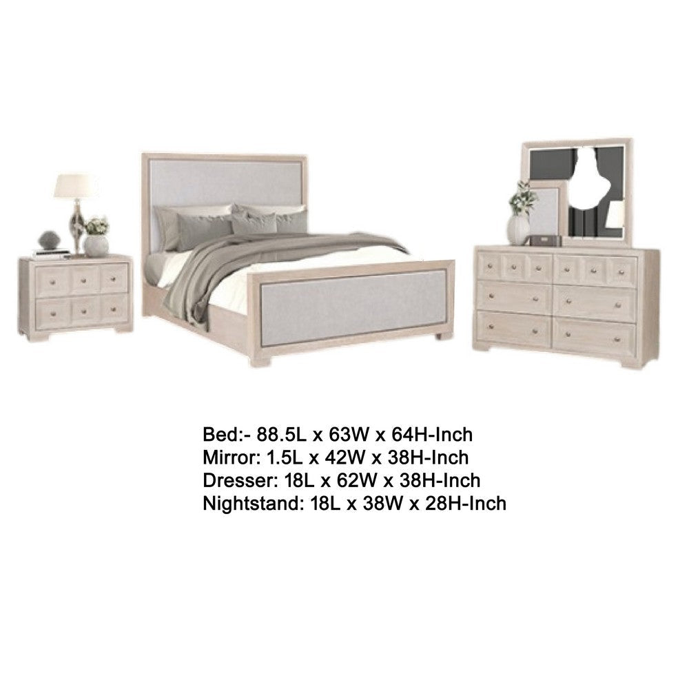 Kizie 5pc Queen Bedroom Set with 2 XL Nightstands | Tawny Brown | Gray BM333616