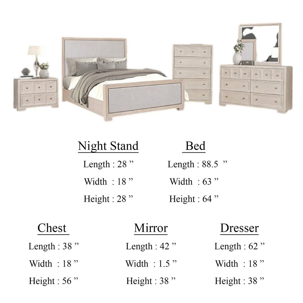 Kizie 5pc Queen Bedroom Set | Tall Chest | Nightstand Tawny Brown Gray