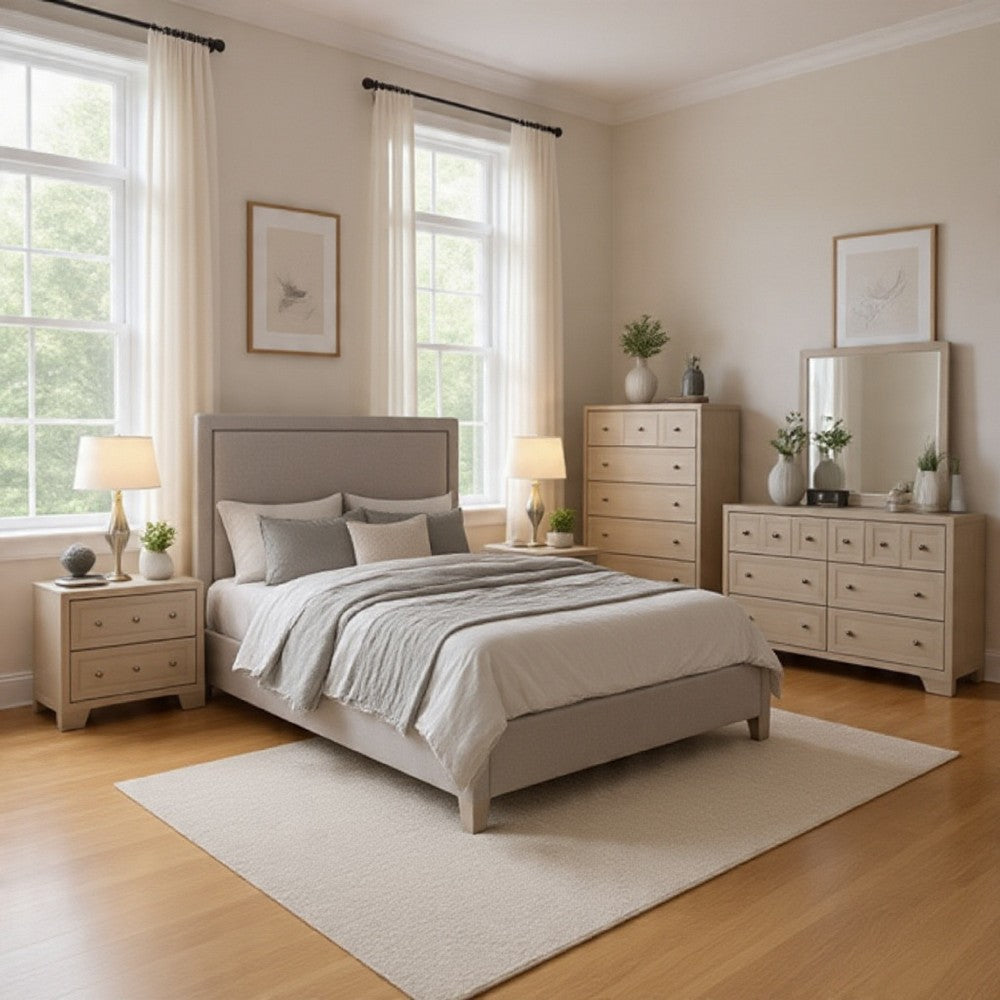 Kizie 5pc Queen Bedroom Set | Tall Chest | Nightstand Tawny Brown Gray