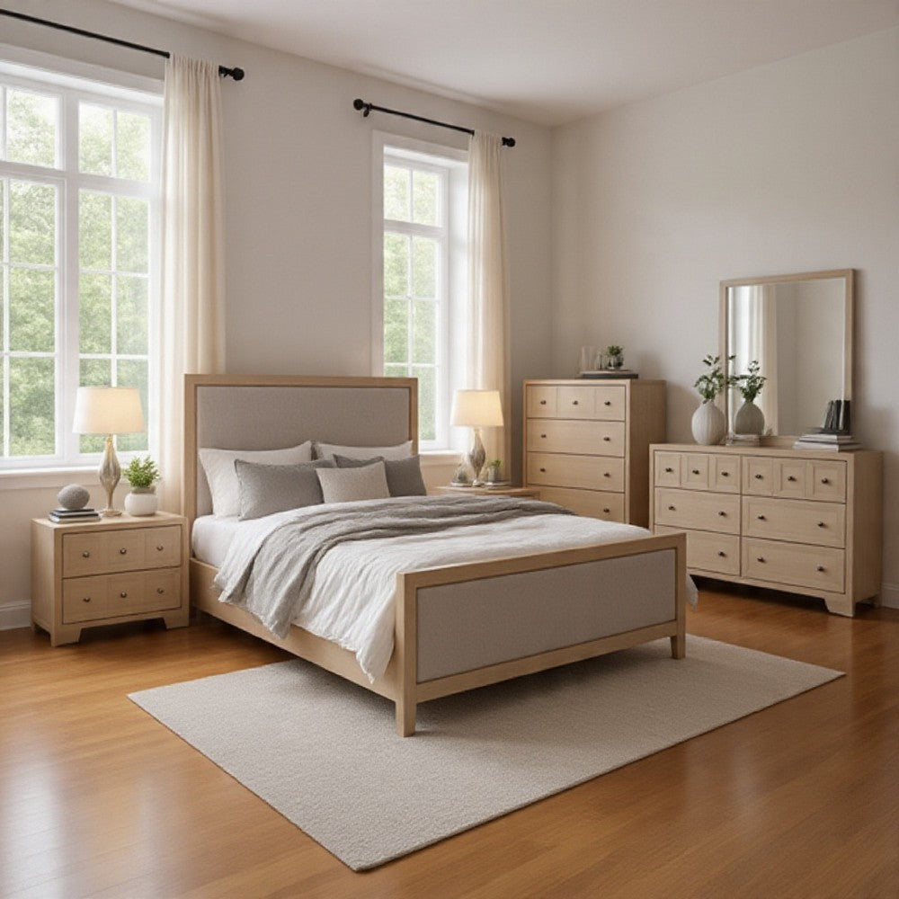 Kizie 5pc Queen Bedroom Set | Tall Chest | Nightstand Tawny Brown Gray