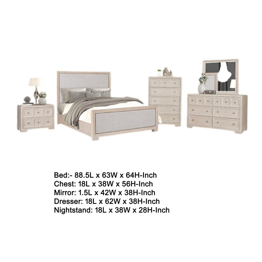 Kizie 5pc Queen Bedroom Set | Chest | XL Nightstand | Tawny Brown Gray