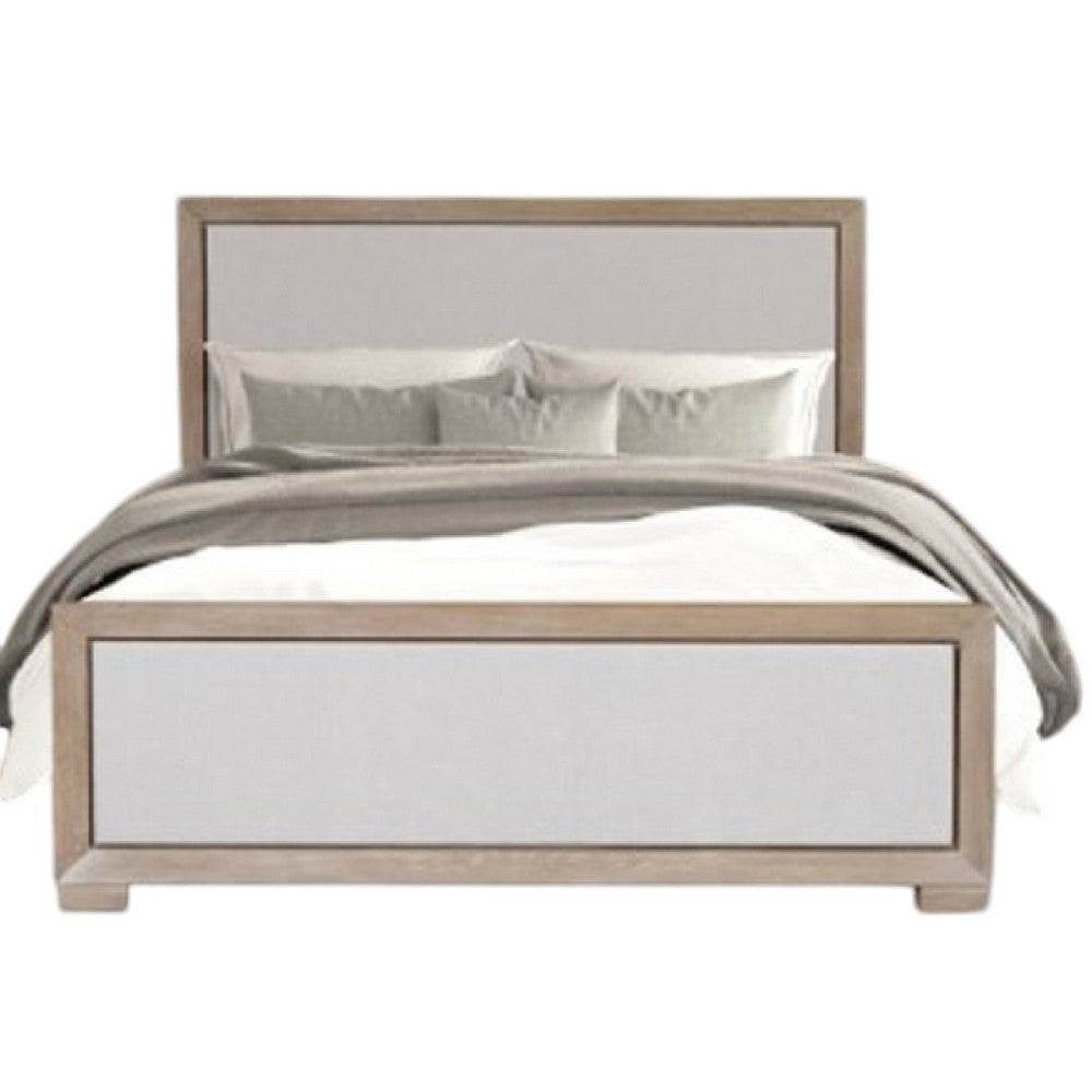 Kizie Queen Size Bed | Modern Upholstered Tawny Brown Gray Solid Wood