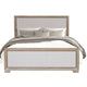 Kizie Queen Size Bed | Modern Upholstered Tawny Brown Gray Solid Wood