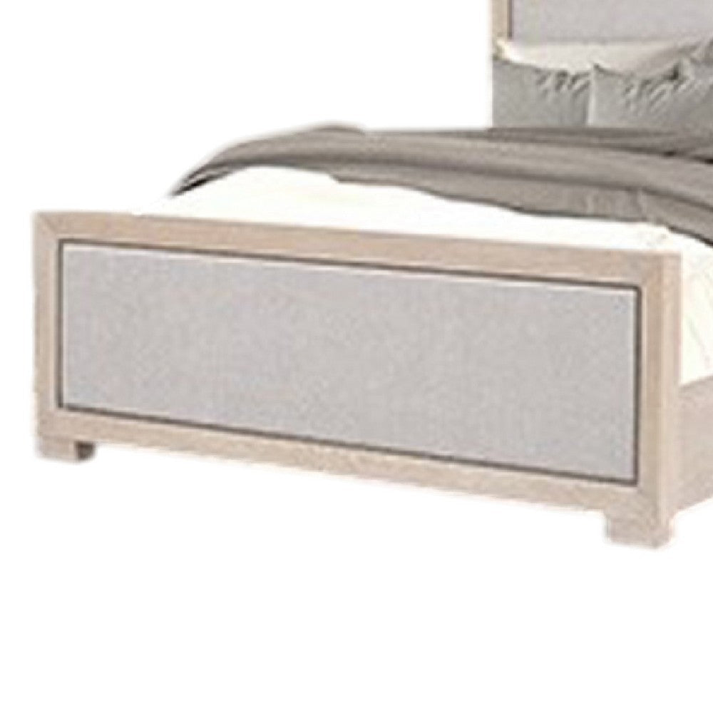 Kizie Queen Size Bed | Modern Upholstered Tawny Brown Gray Solid Wood