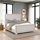 Kizie Queen Size Bed | Modern Upholstered Tawny Brown Gray Solid Wood