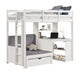 Sirius Twin Loft Bed with Writing Desk | Shelf Unit | White Pine Wood