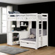 Sirius Twin Loft Bed | Bookcase and Desk | Shelf Unit White Pine Wood