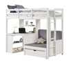 Sirius Twin Loft Bed | Bookcase and Desk | Shelf Unit White Pine Wood