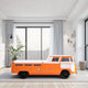 Xiel Bus Twin Bed | Peace Sign | LED Lights and Sound Effects | Orange