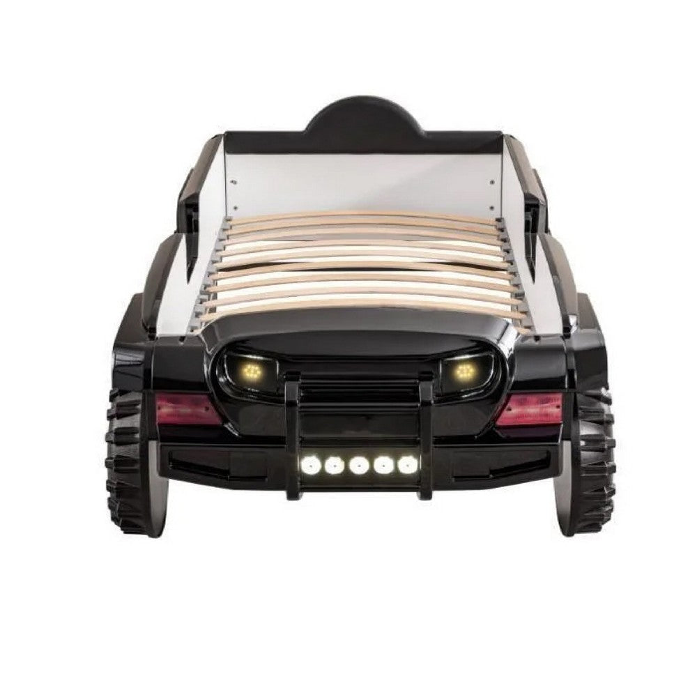 Randy SUV Twin Bed with Lights and Sound Effects | Black Faux Leather