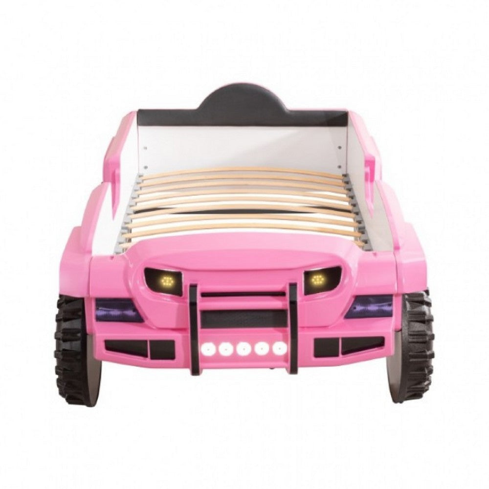 Randy SUV Twin Bed with Lights and Sound Effects | Pink Faux Leather