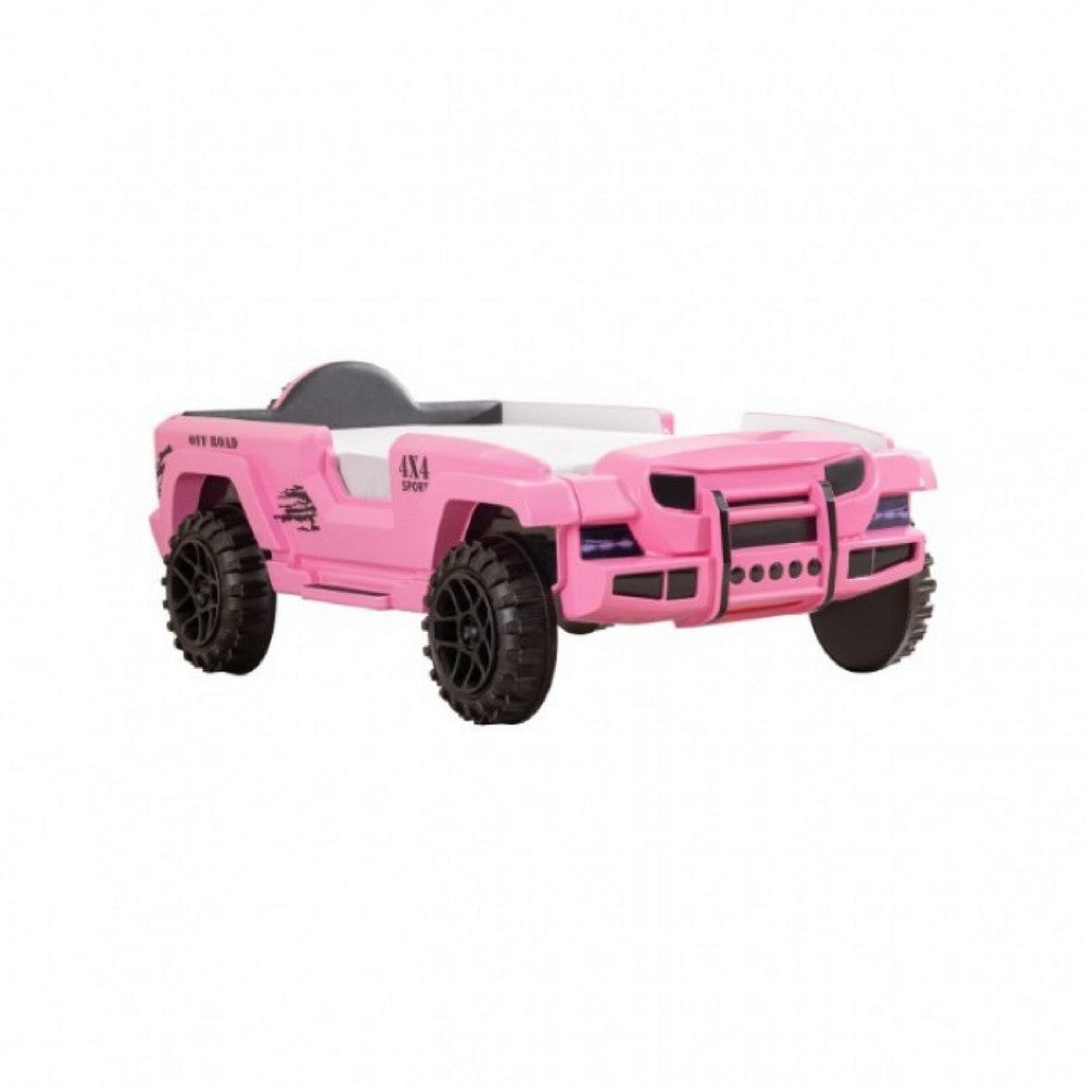 Randy SUV Twin Bed with Lights and Sound Effects | Pink Faux Leather