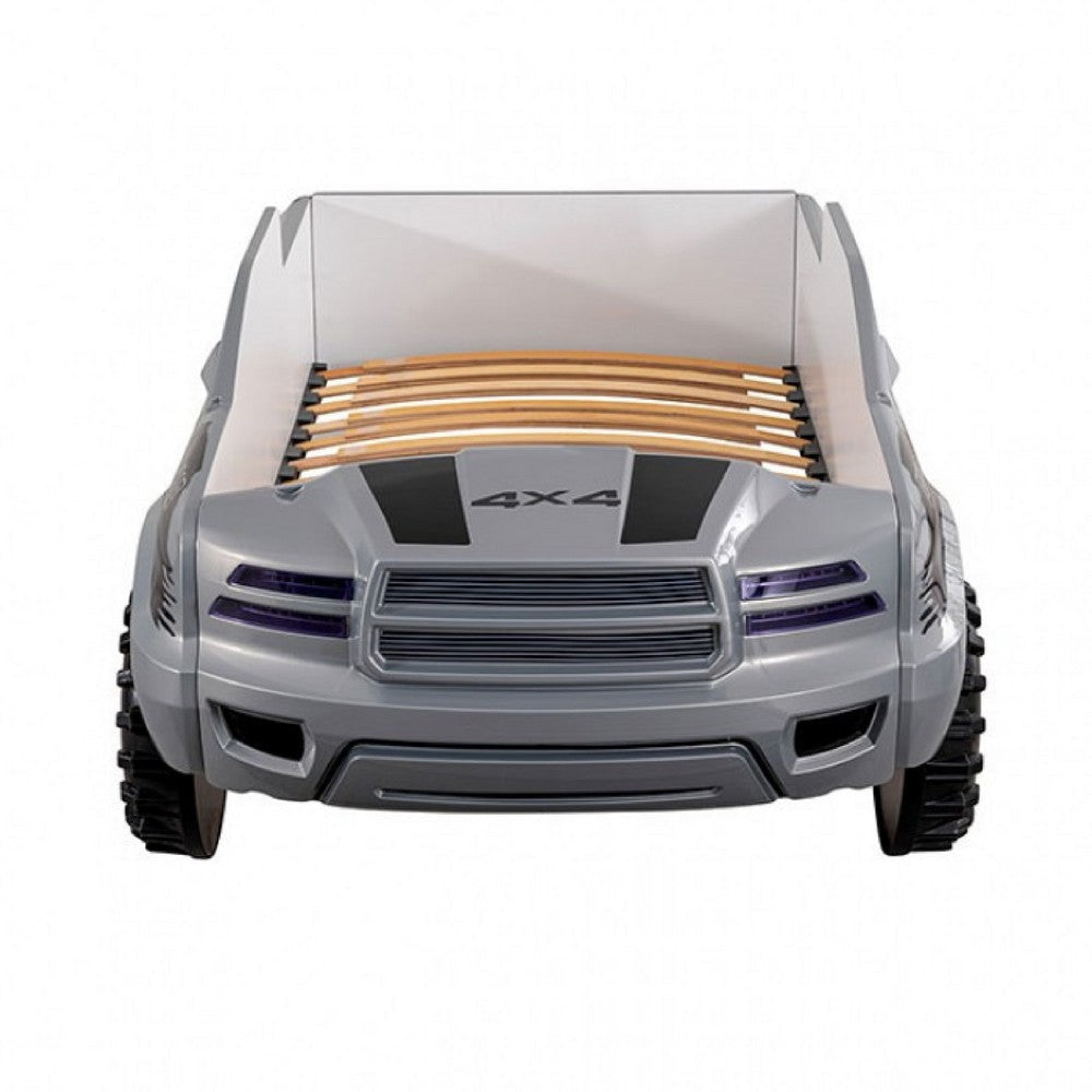 Tonie Truck Twin Bed | Interactive Lights and Sound Effects | Gray ABS