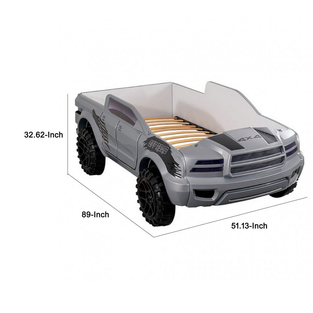 Tonie Truck Twin Bed | Interactive Lights and Sound Effects | Gray ABS
