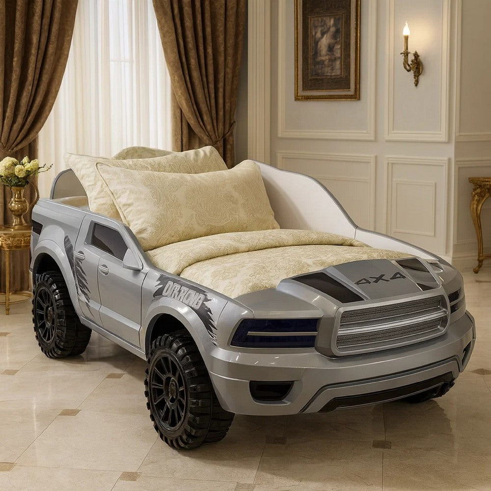 Tonie Truck Twin Bed | Interactive Lights and Sound Effects | Gray ABS