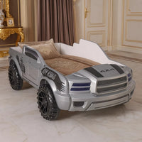 Tonie Truck Twin Bed | Interactive Lights and Sound Effects | Gray ABS