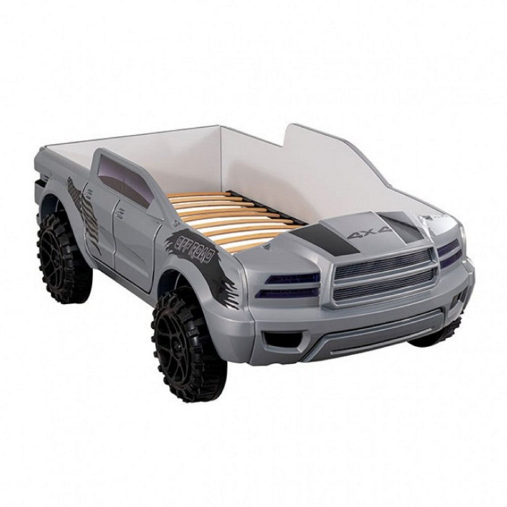Tonie Truck Twin Bed | Interactive Lights and Sound Effects | Gray ABS