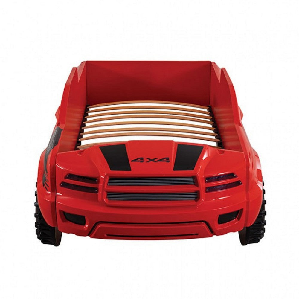 Tonie Truck Twin Bed | Interactive Lights and Sound Effects | Red ABS