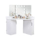 Laura Vanity Desk Set | 3 Panel Mirror | 10 Light Bulbs | White Wood BM333629