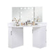 Laura Vanity Desk Set | 3 Panel Mirror | 10 Light Bulbs | White Wood