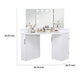 Laura Vanity Desk Set | 3 Panel Mirror | 10 Light Bulbs | White Wood BM333629