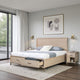 Rozie Queen Bed | Footboard Storage Drawers | Light Brown Solid Wood