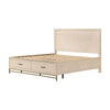 Rozie Queen Bed | Footboard Storage Drawers | Light Brown Solid Wood