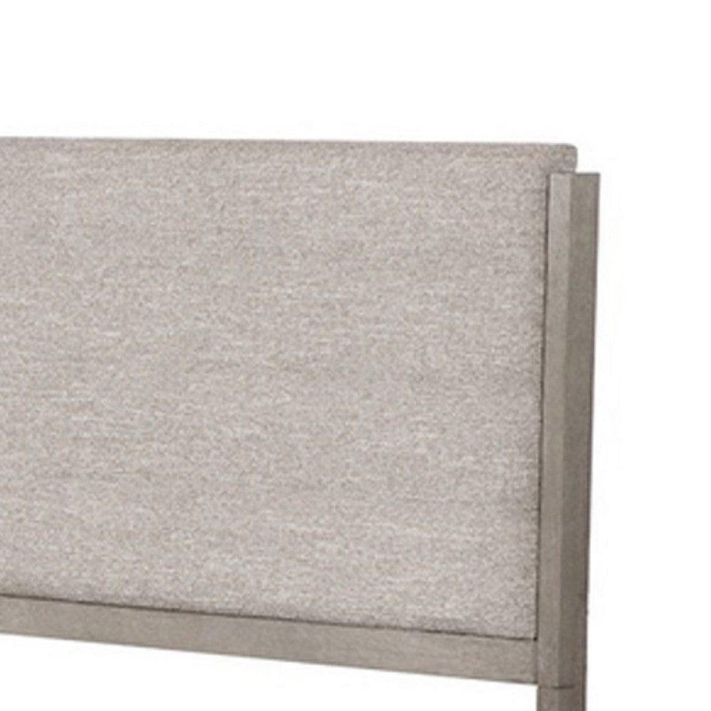 Rizvi King Bed | Upholstered Headboard | Beveled Mirror | Gray Wood BM333635